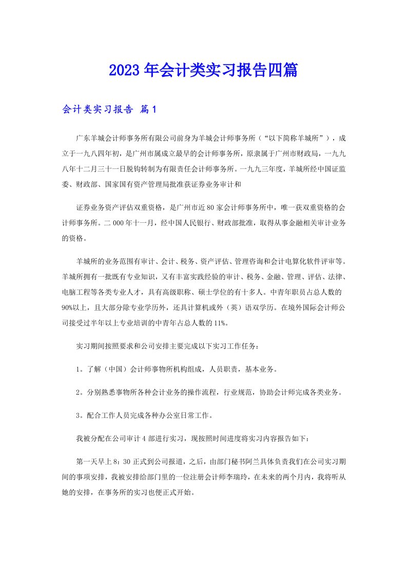 2023年会计类实习报告四篇【新编】