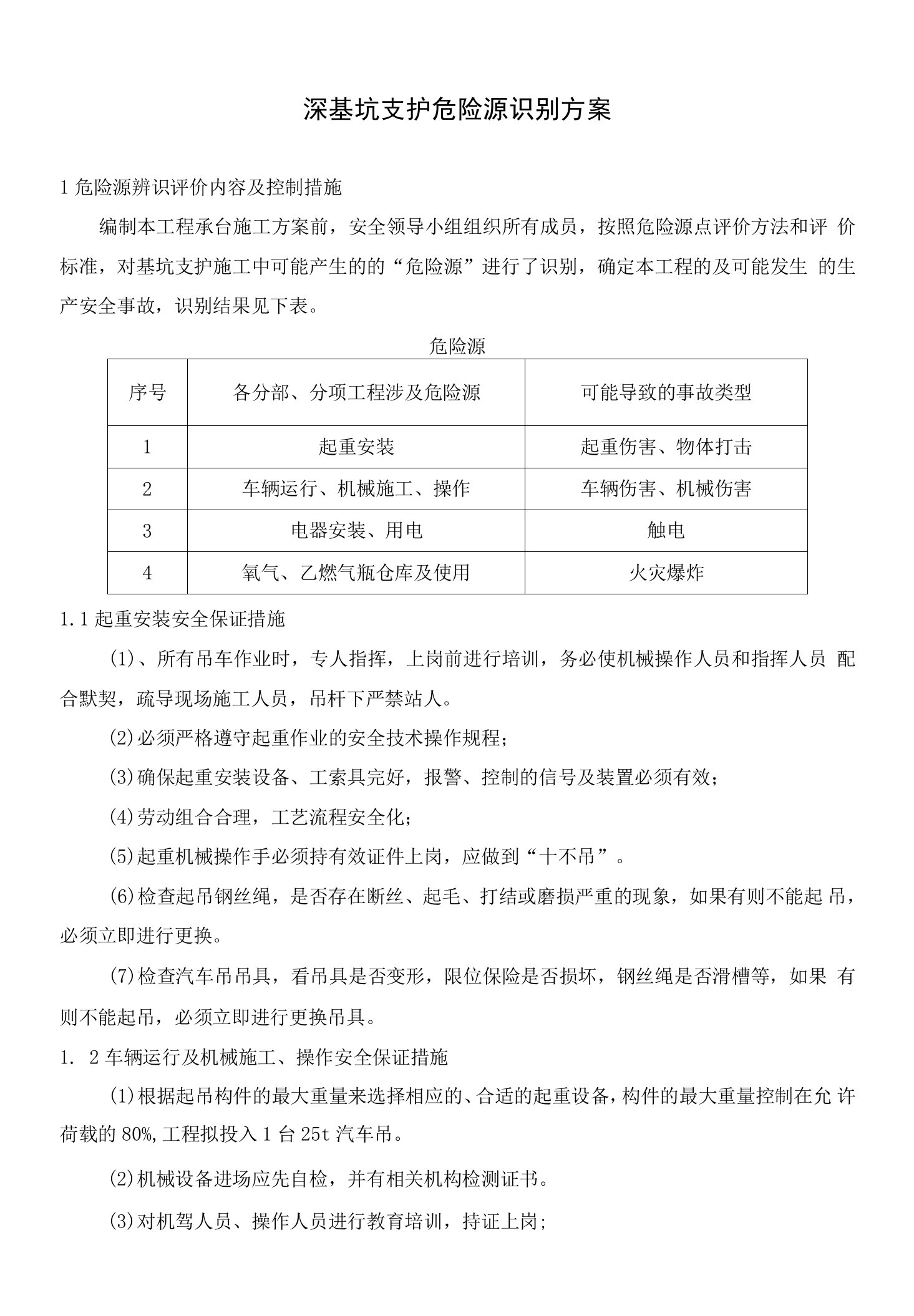 深基坑支护危险源识别方案