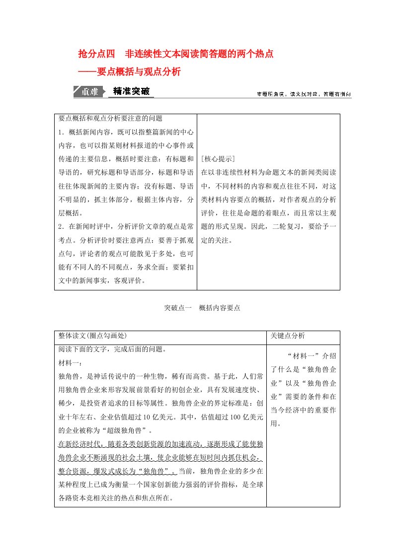 2020年高考语文高分技巧二轮复习专题四抢分点四非连续性文本阅读简答题的两个热点讲义含解析2