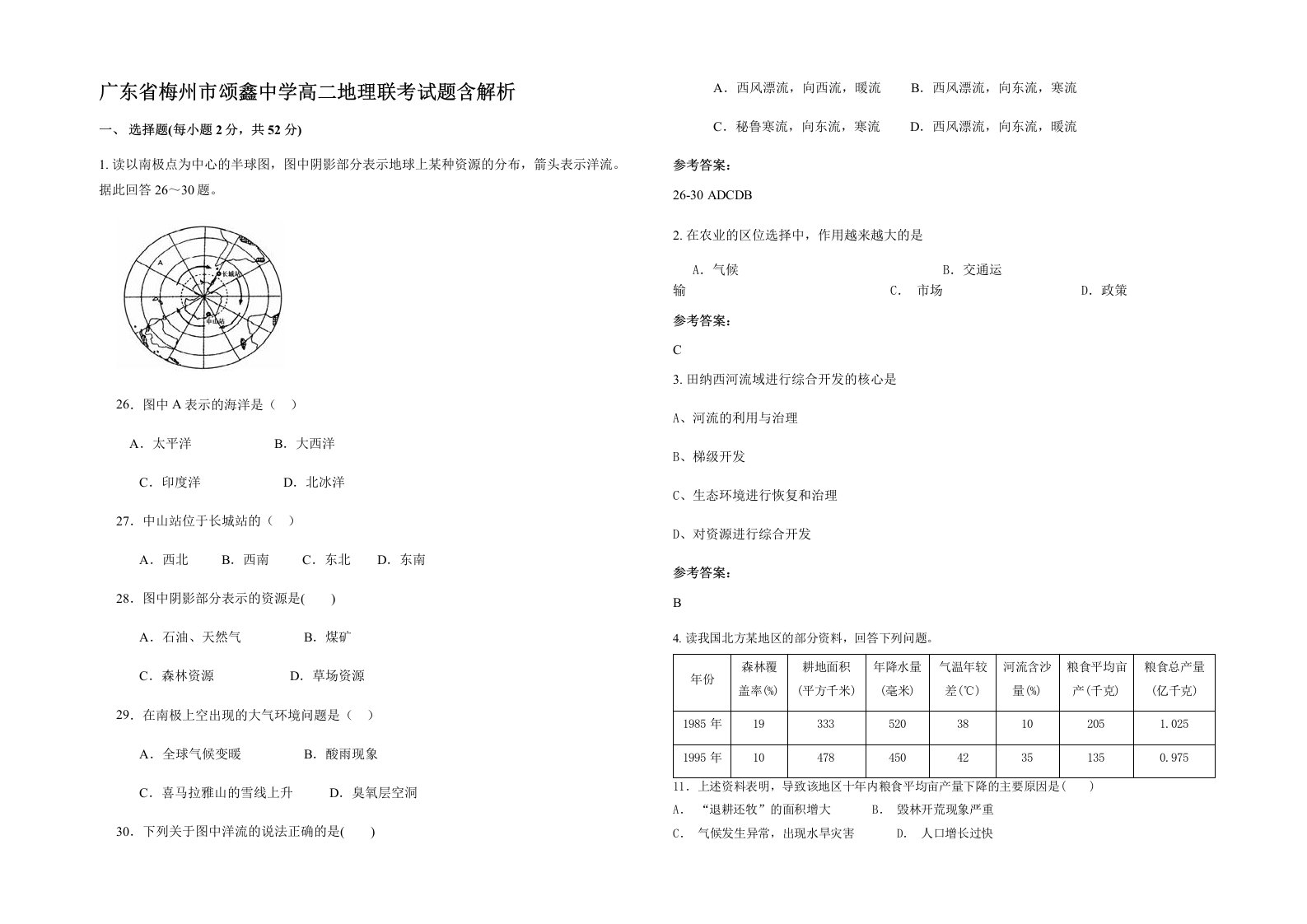 广东省梅州市颂鑫中学高二地理联考试题含解析