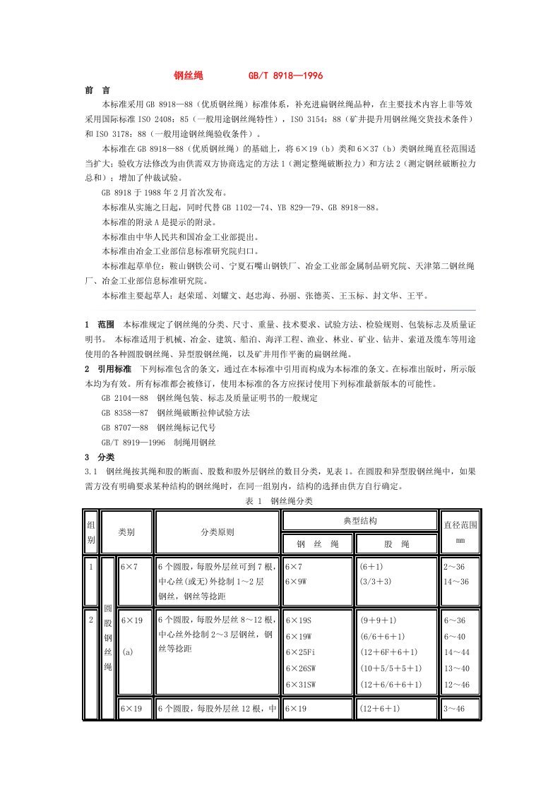 GBT8918—1996钢丝绳