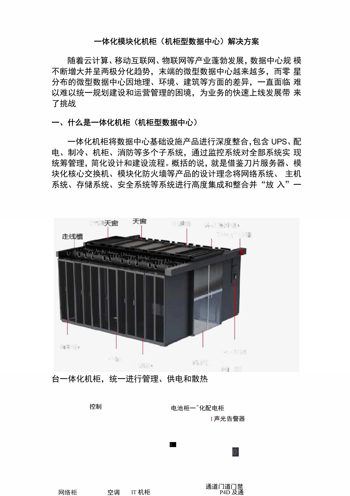 一体化模块化机柜(机柜型数据中心)解决方案