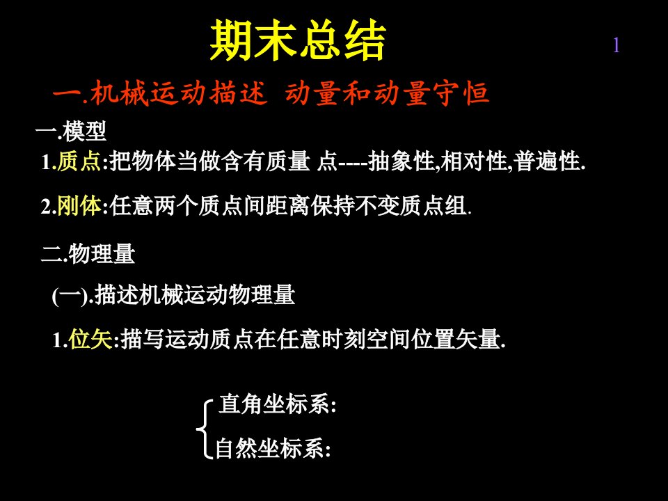 大学物理期末总结(第一学期)市公开课一等奖省赛课微课金奖PPT课件