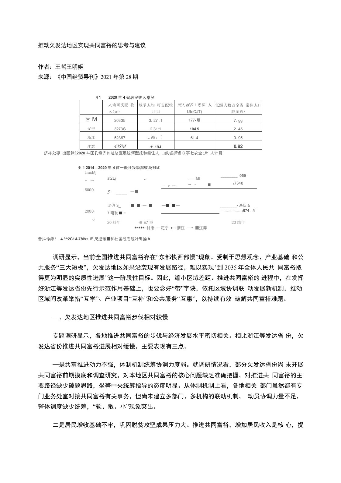 推动欠发达地区实现共同富裕的思考与建议