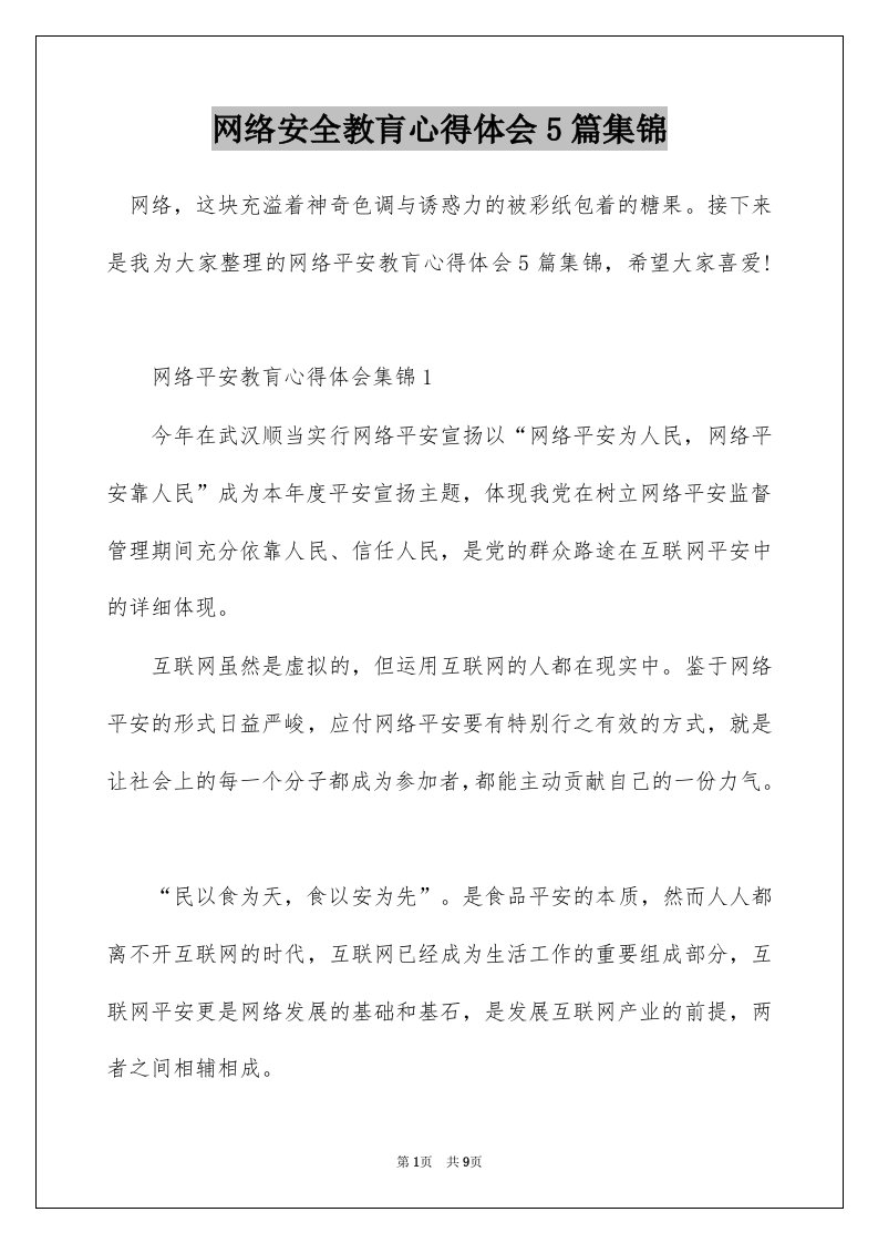 网络安全教肓心得体会5篇集锦