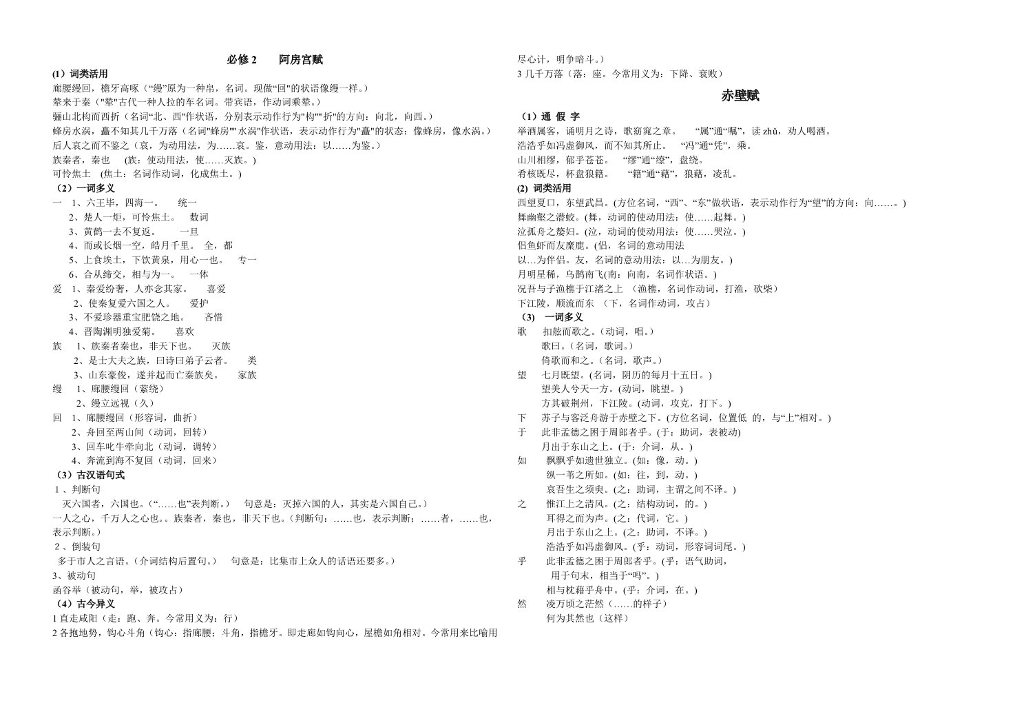 古文知识整合必修2知识整理