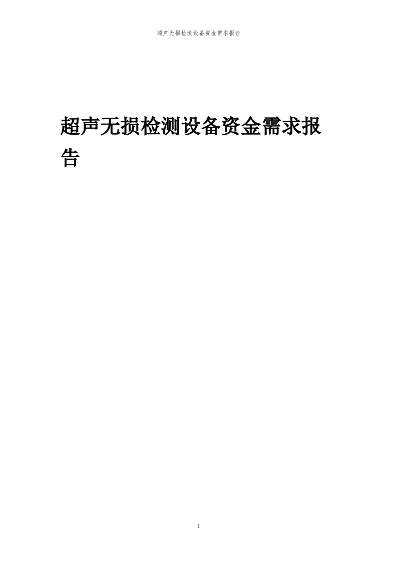 2023年超声无损检测设备资金需求报告