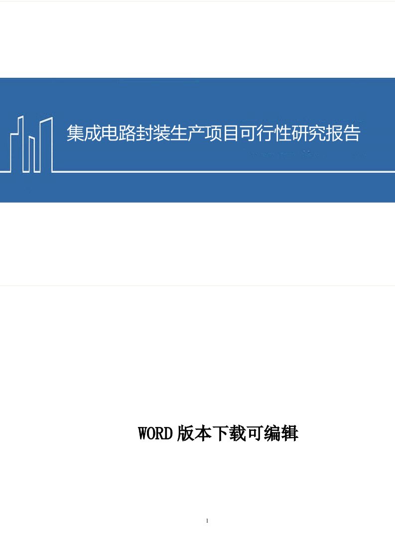 集成电路封装生产项目可行性研究报告(word版本)