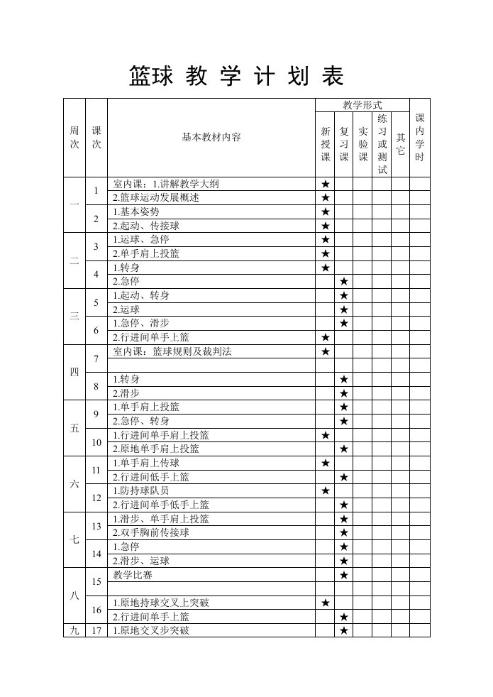 篮球兴趣小组教学计划和教案