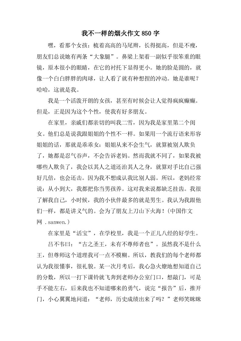 我不一样的烟火作文850字