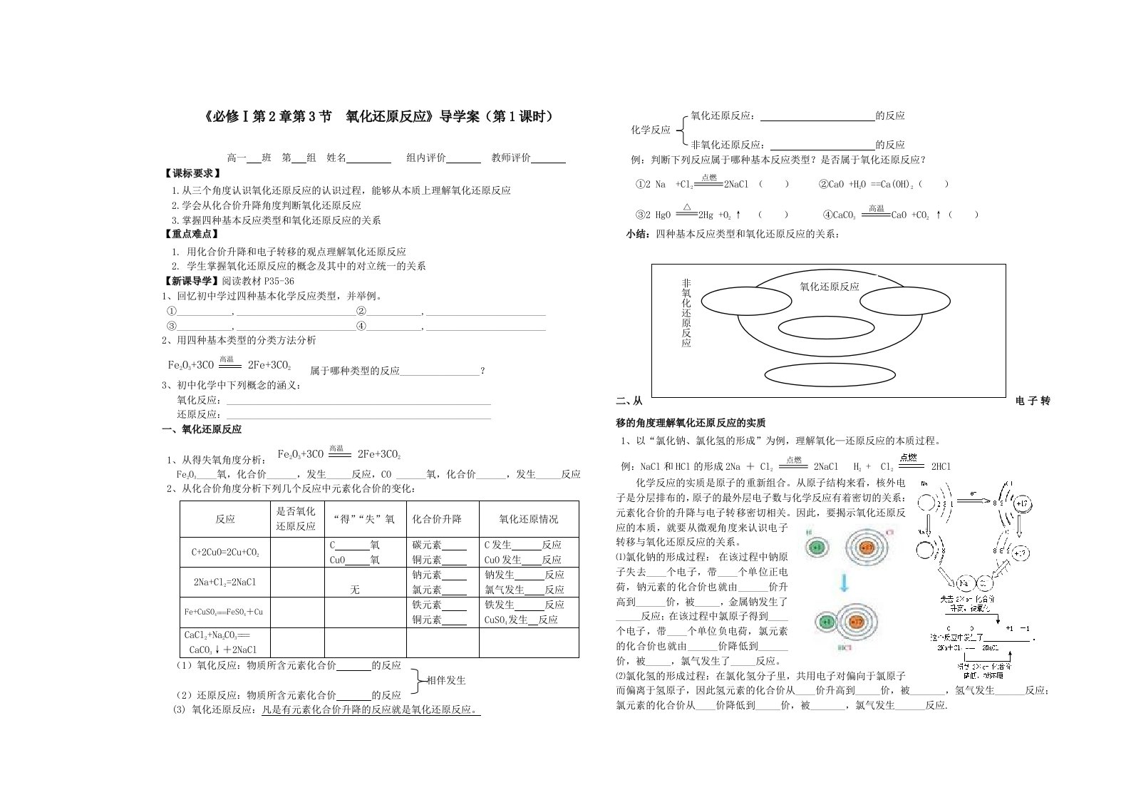 氧化还原反应第1课时导学案