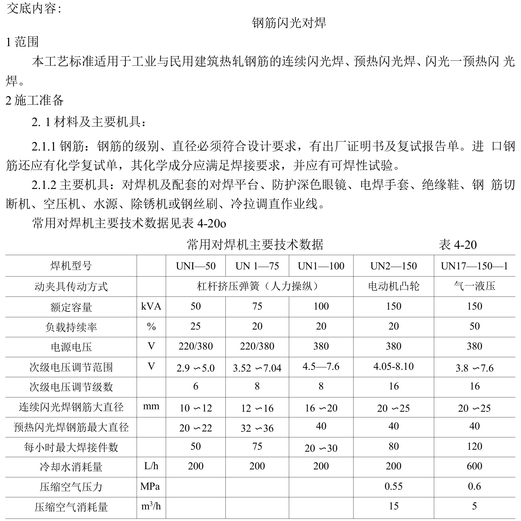 钢筋闪光对焊+钢筋电渣压力焊技术交底资料