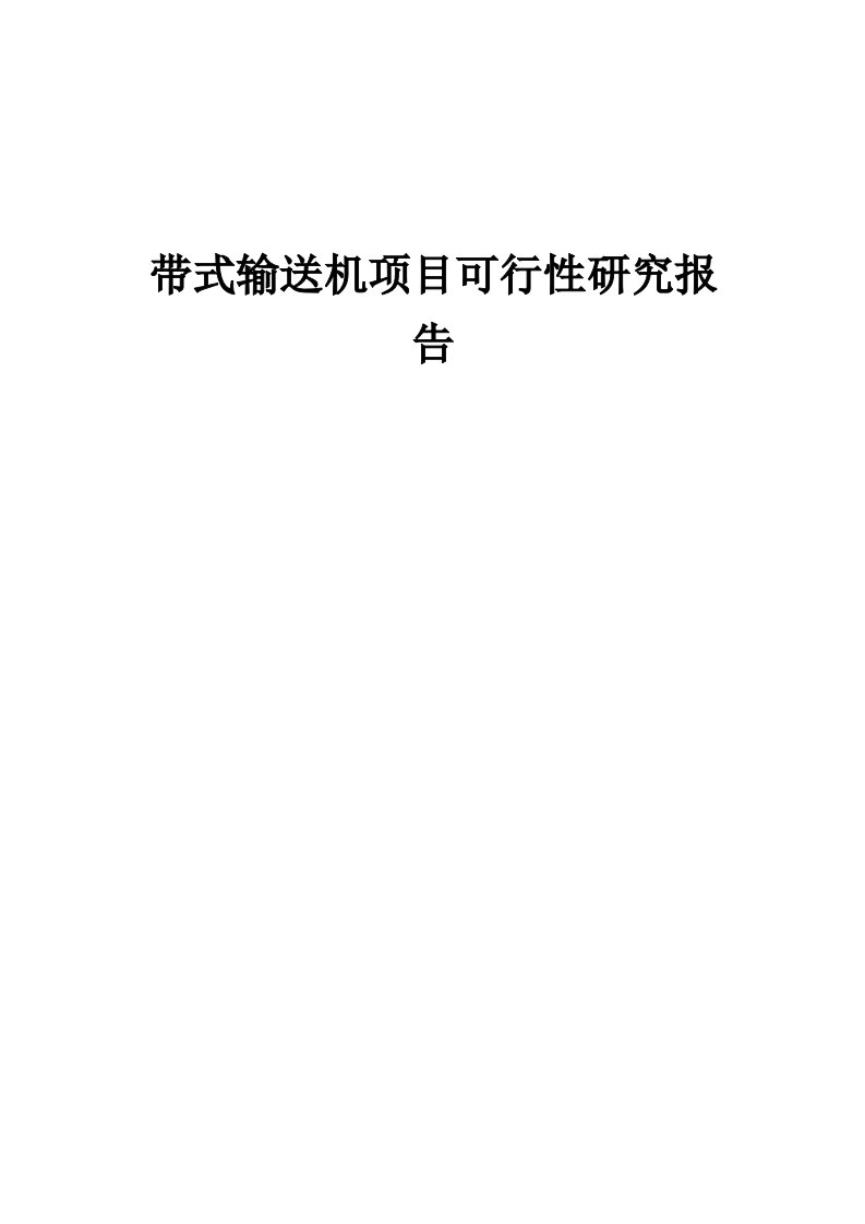 带式输送机项目可行性研究报告