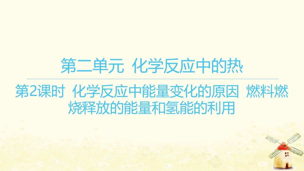 江苏专版2023_2024学年新教材高中化学专题6化学反应与能量变化第二单元化学反应中的热第2课时化学反应中能量变化的原因燃料燃烧释放的能量和氢能的利用课件苏教版必修第二册