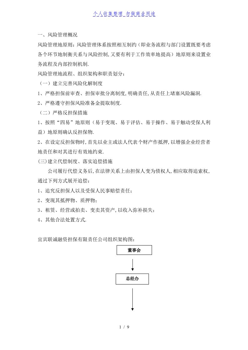 融资担保公司全面风险管理文件