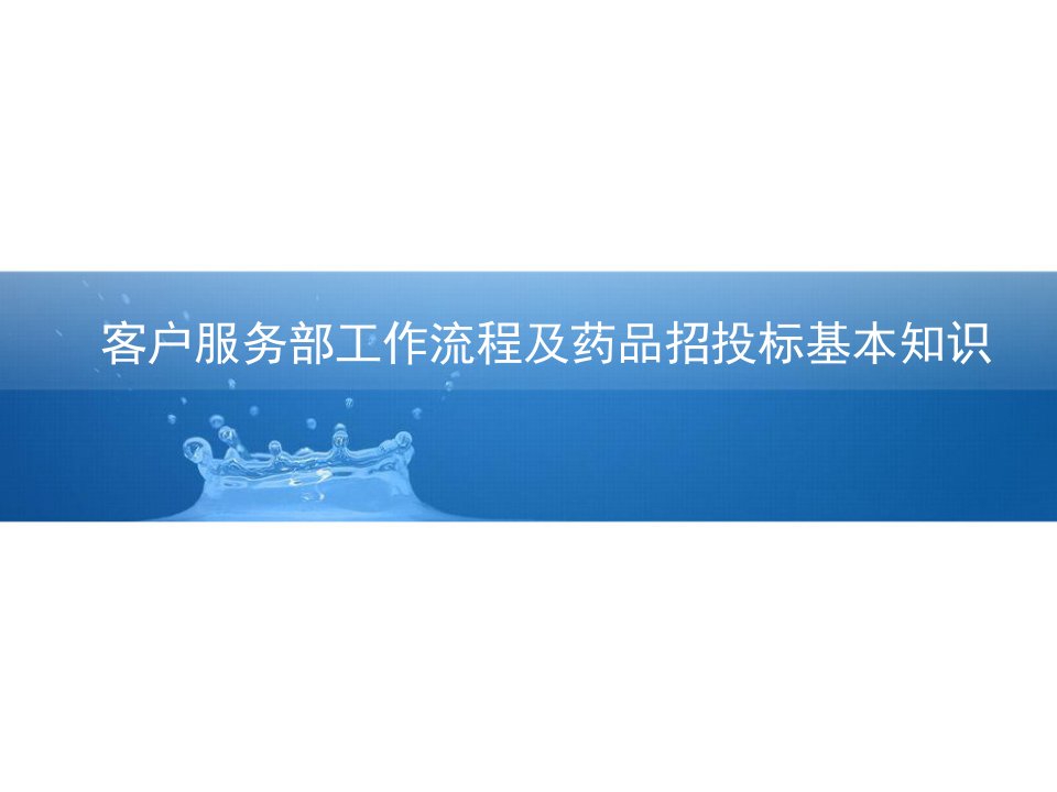 客户服务部工作流程及药品招投标基本知识概述