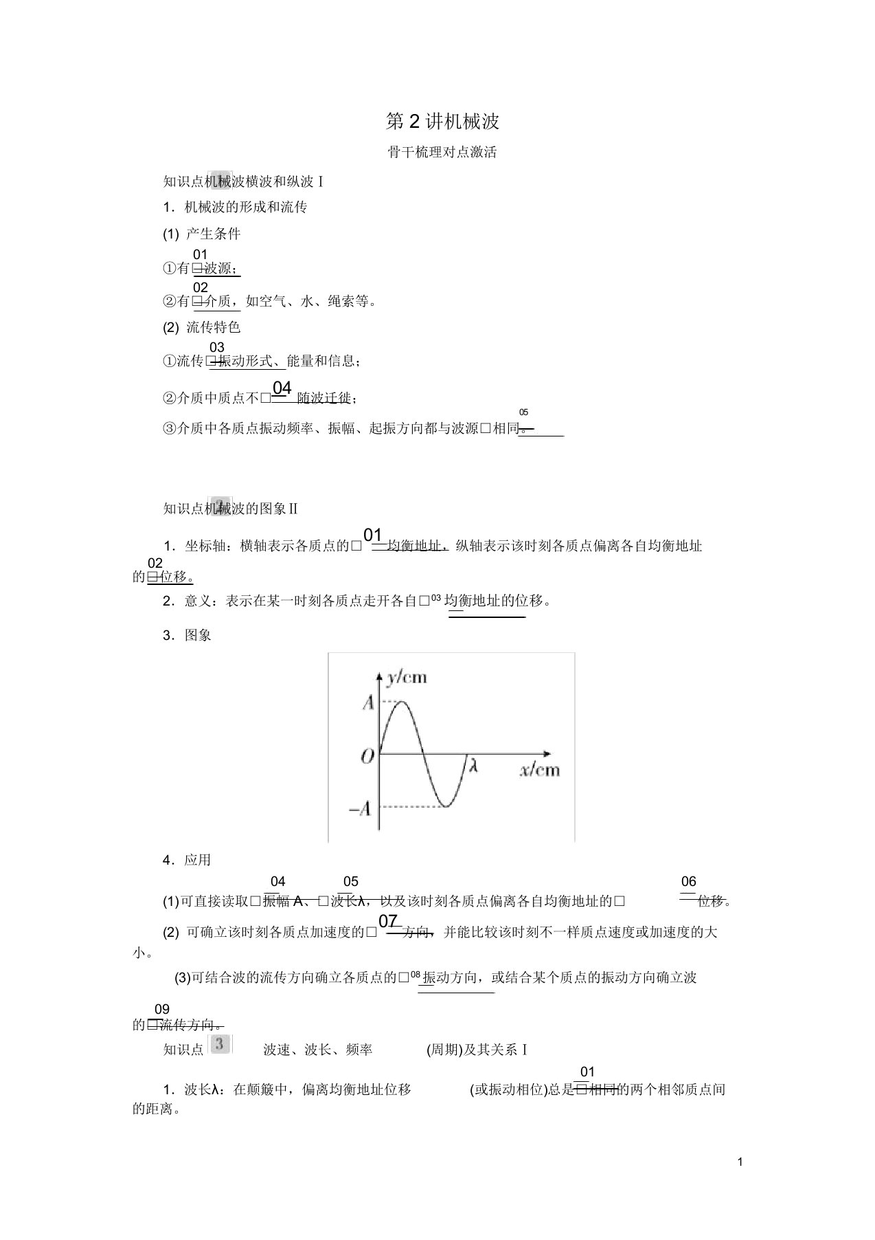 2020高考物理一轮复习第十四章第2讲机械波学案解析版