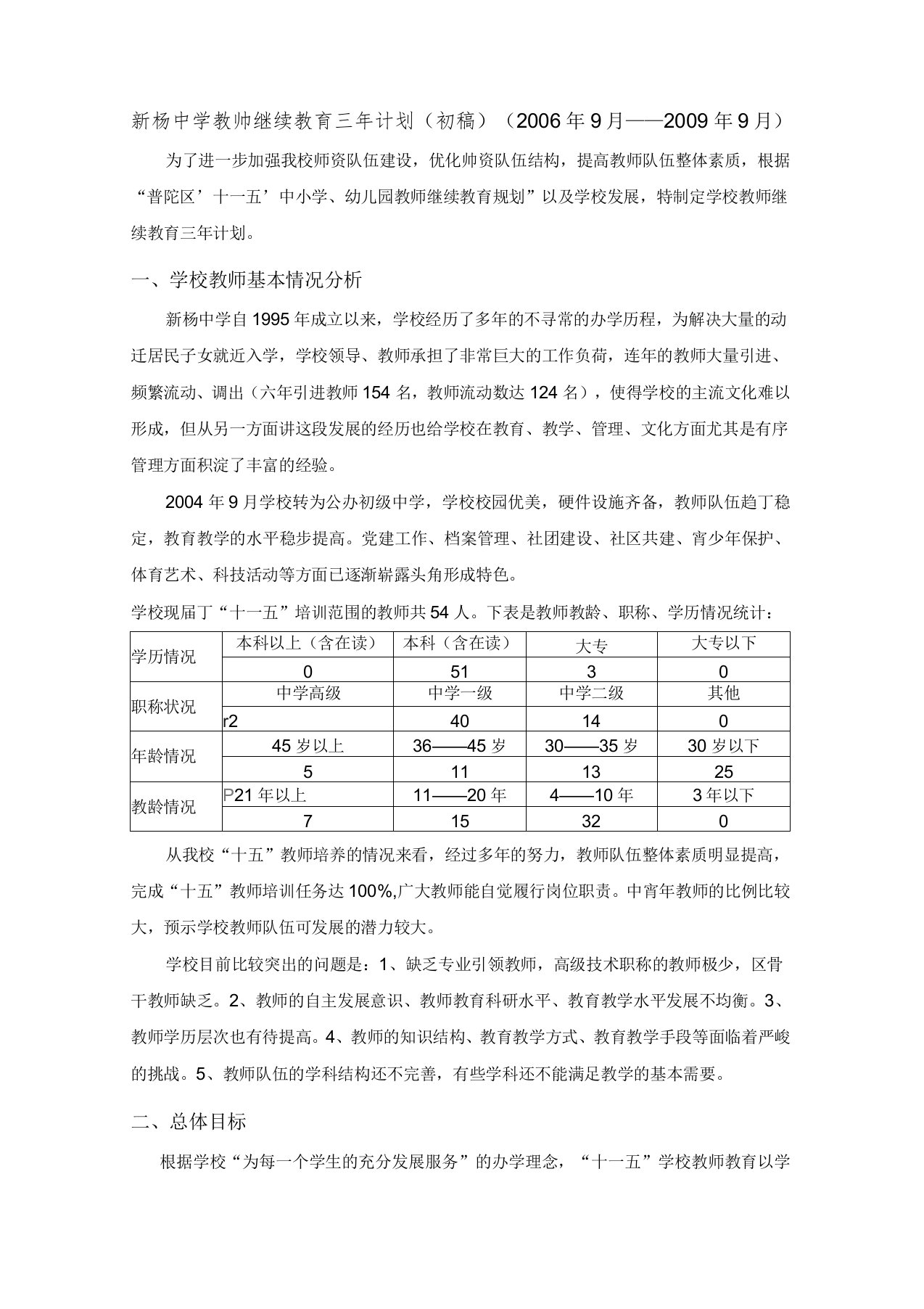 教师继续教育三年计划