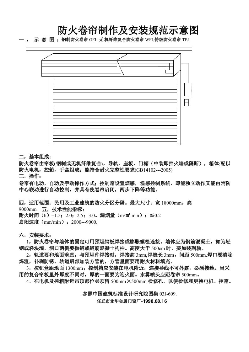 龙华防火卷帘制作及安装规范示意图