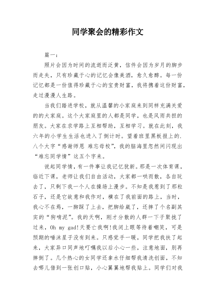 同学聚会的精彩作文