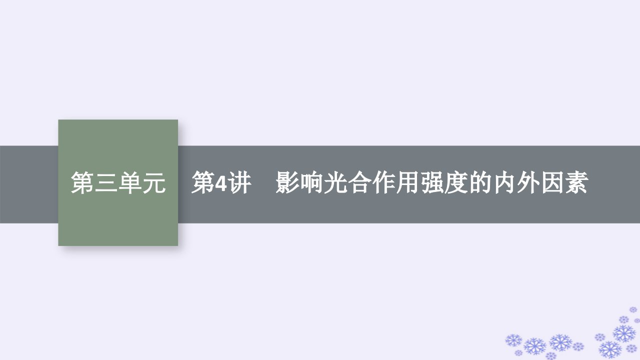 适用于新高考新教材2025届高考生物一轮总复习第3单元细胞的能量供应和利用第4讲影响光合作用强度的内外因素课件新人教版