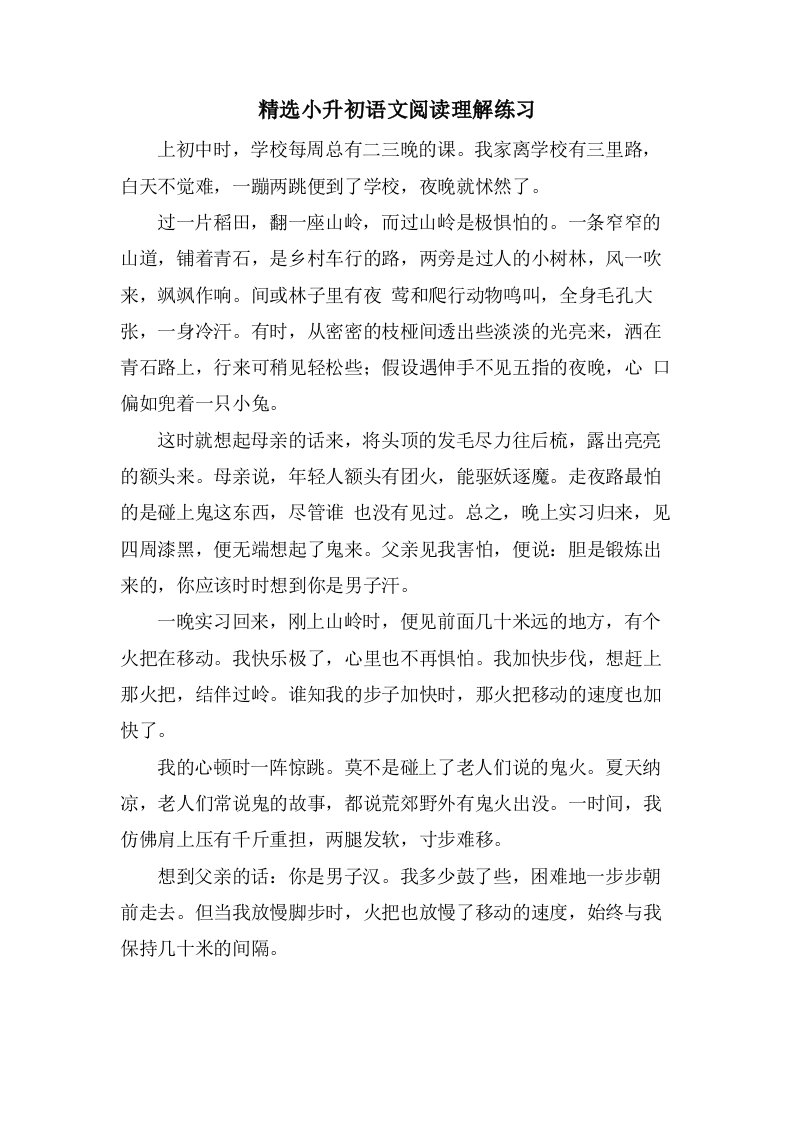 小升初语文阅读理解练习