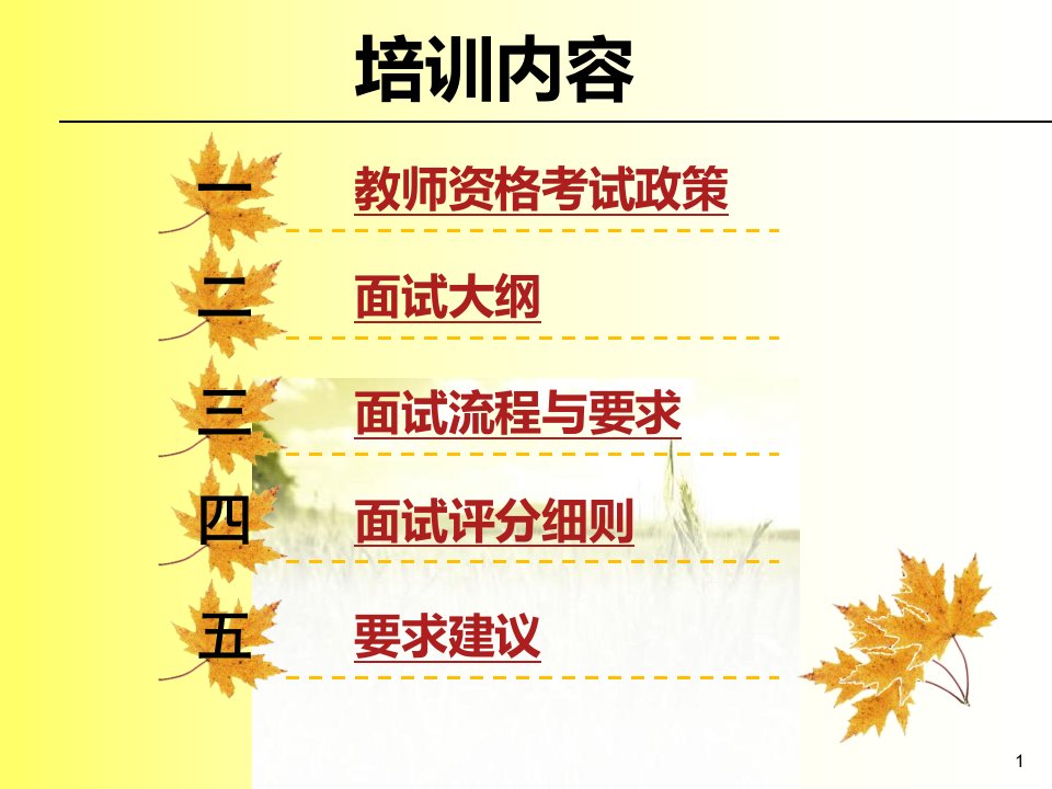 教师资格考试面试考官培训PPT