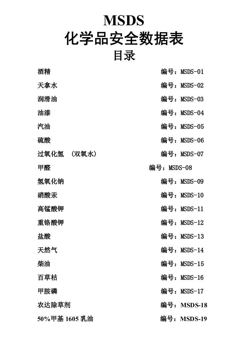 最完整的化学品-MSDS