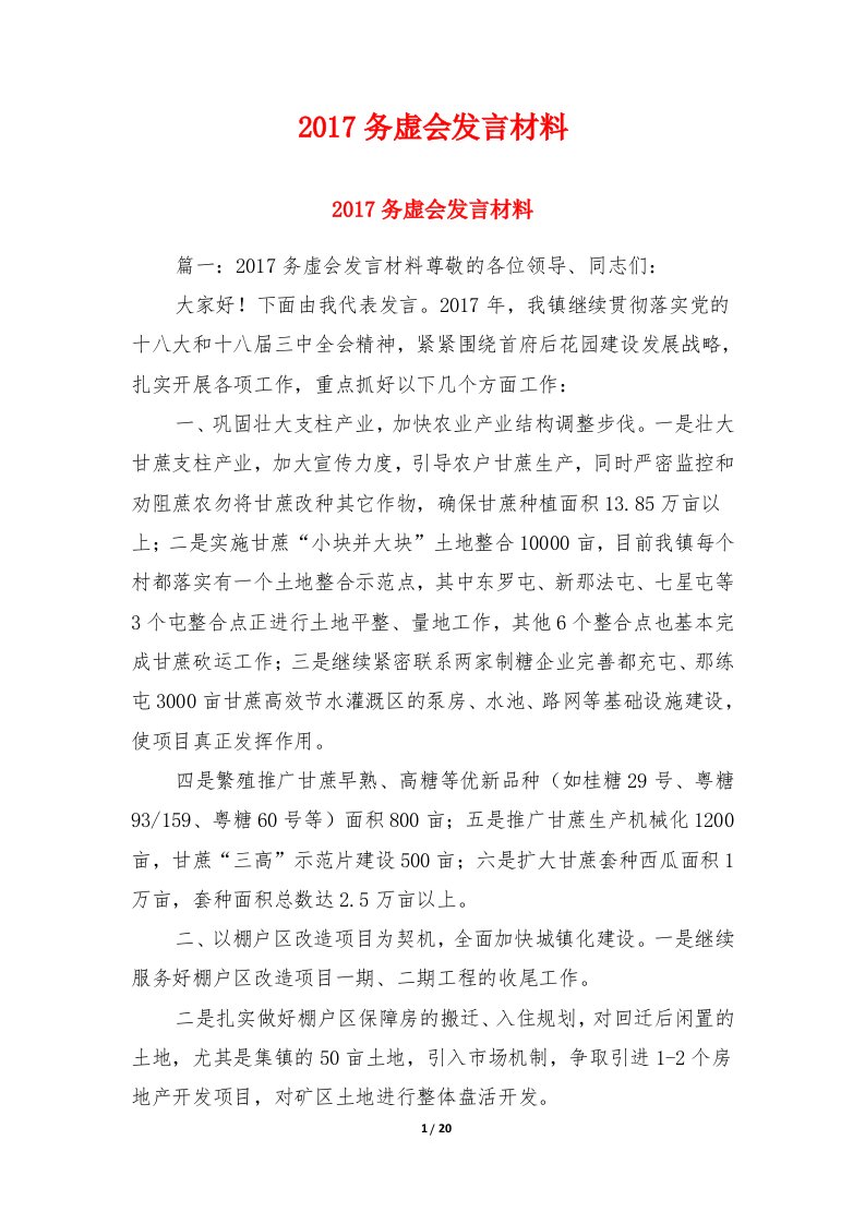 2017务虚会发言材料