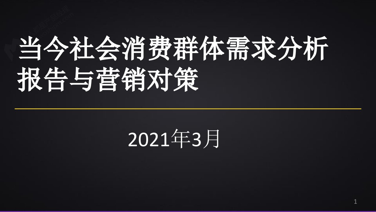 当今主流消费群体需求分析报告与营销对策(产品经理版)课件