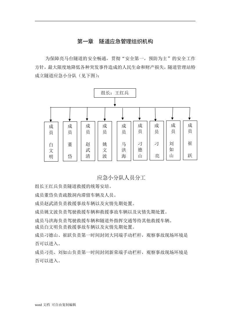 隧道工程现场处置方案