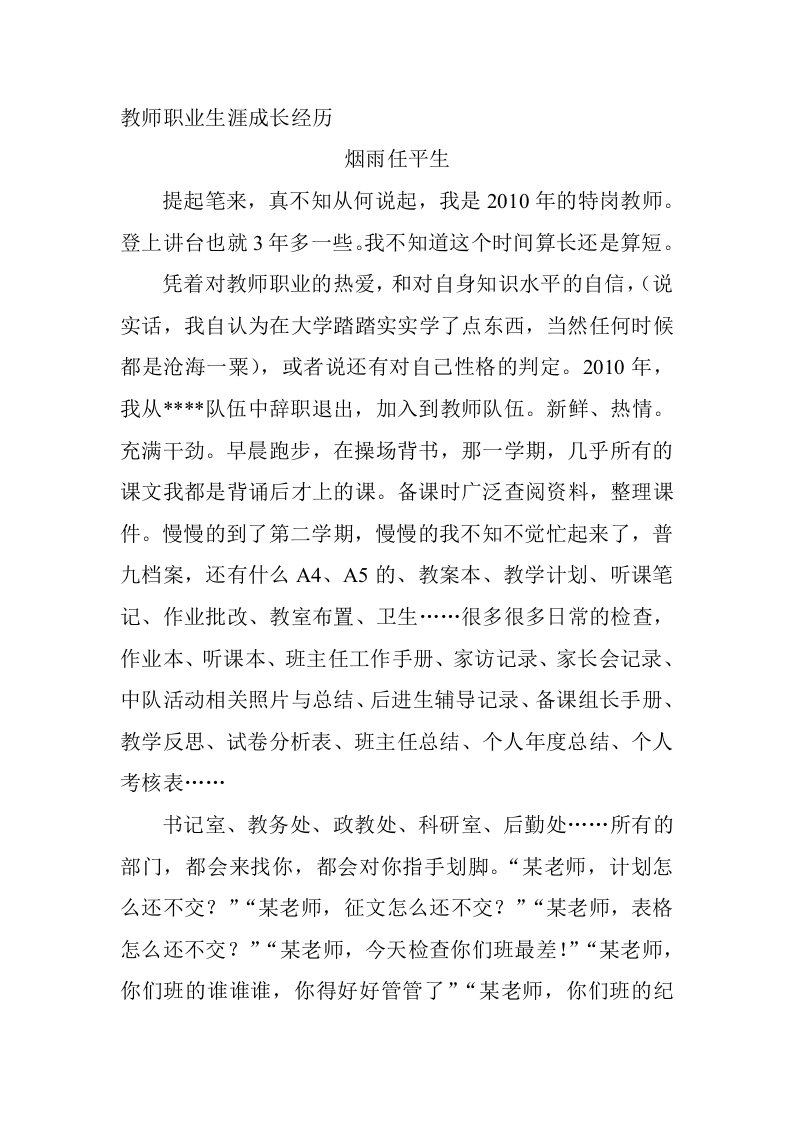 职业生涯成长经历