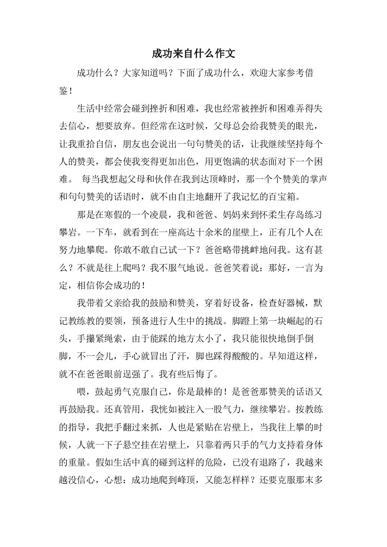 成功来自什么作文