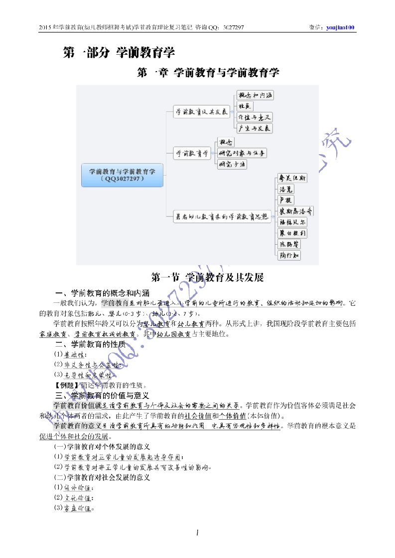 学前幼儿教育理论复习笔记