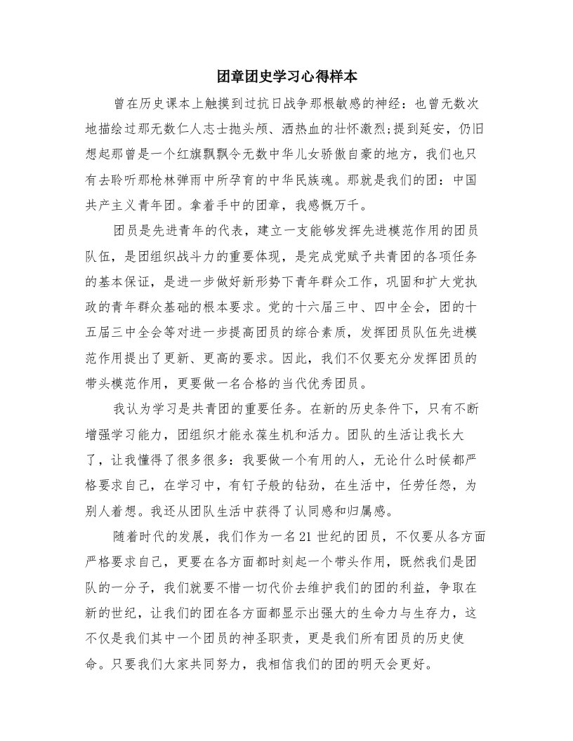 团章团史学习心得样本