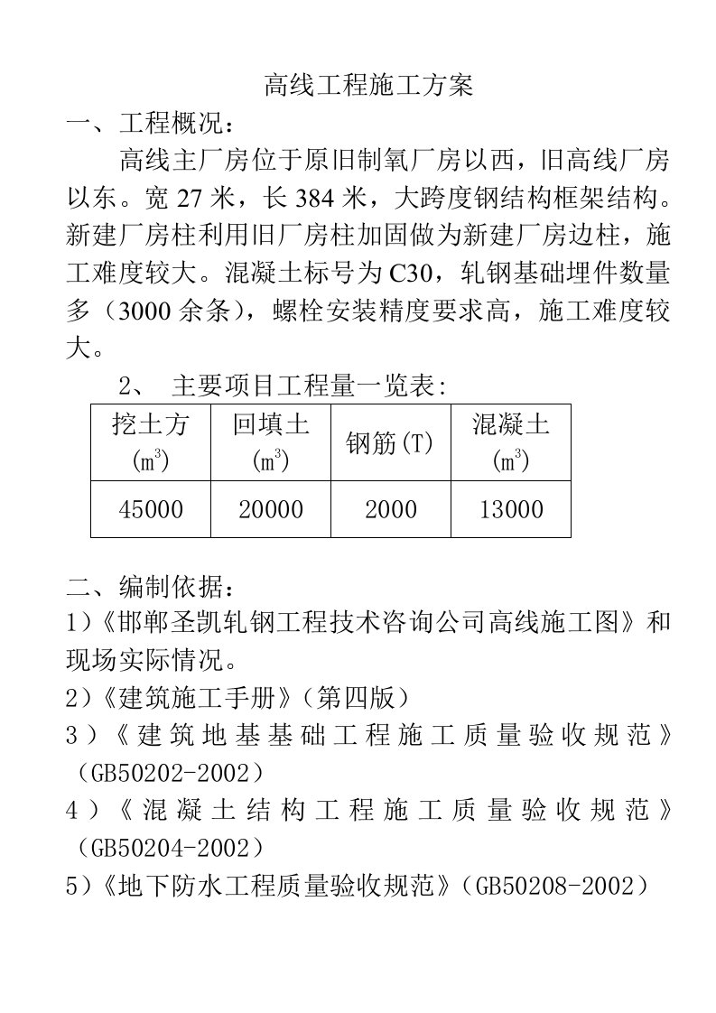 框架结构厂房施工组织设计方案