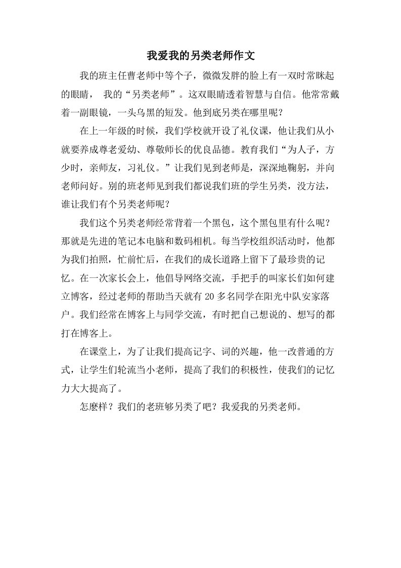 我爱我的另类老师作文