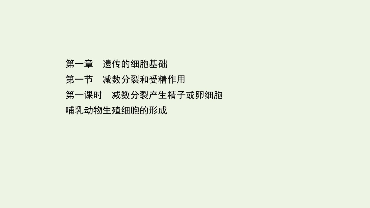 新教材高中生物第一章遗传的细胞基础1.1减数分裂产生精子或卵细胞哺乳动物生殖细胞的形成课件苏教版必修2