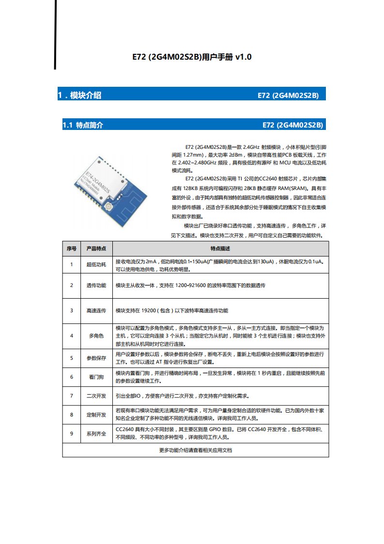 亿佰特(Ebyte)-2640射频芯片的E72-(2G4M02S2B)模块