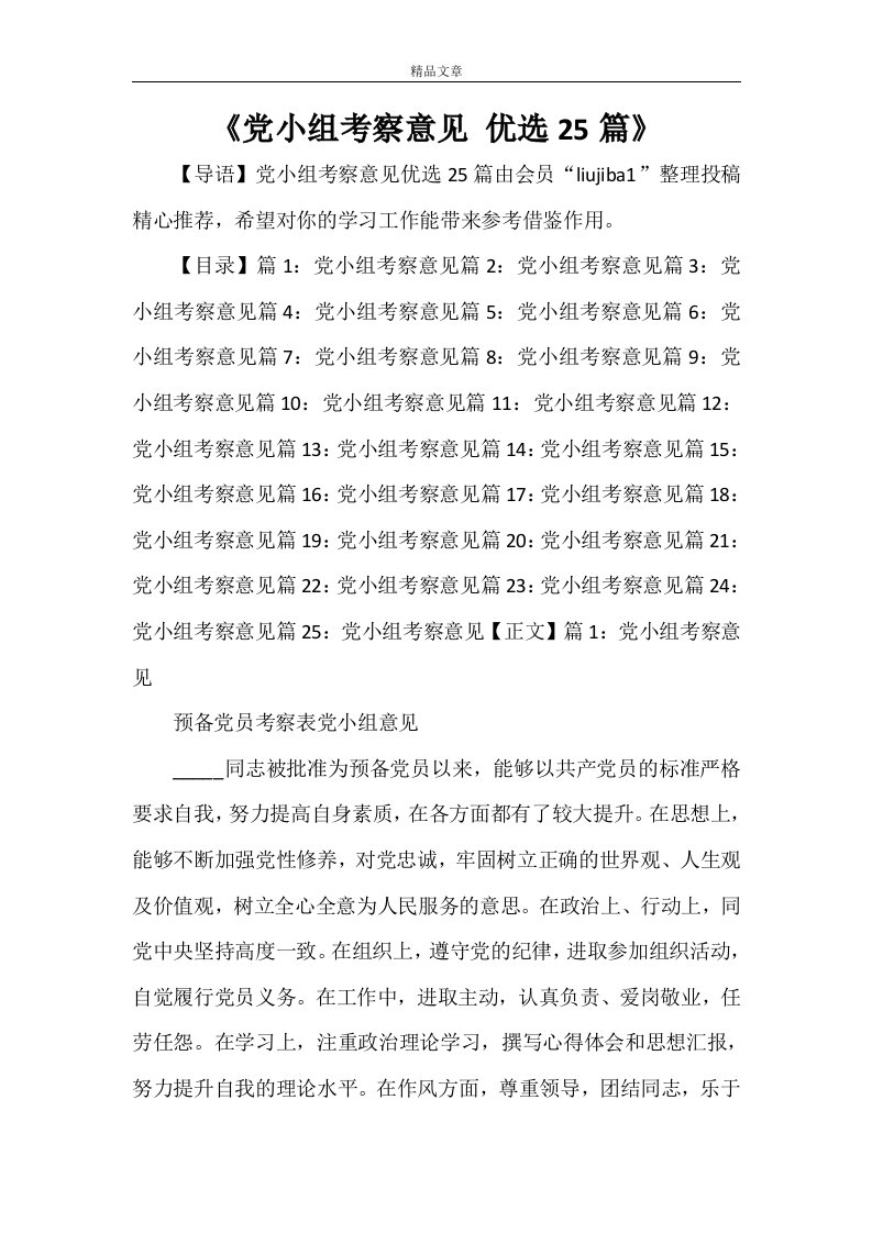 《党小组考察意见