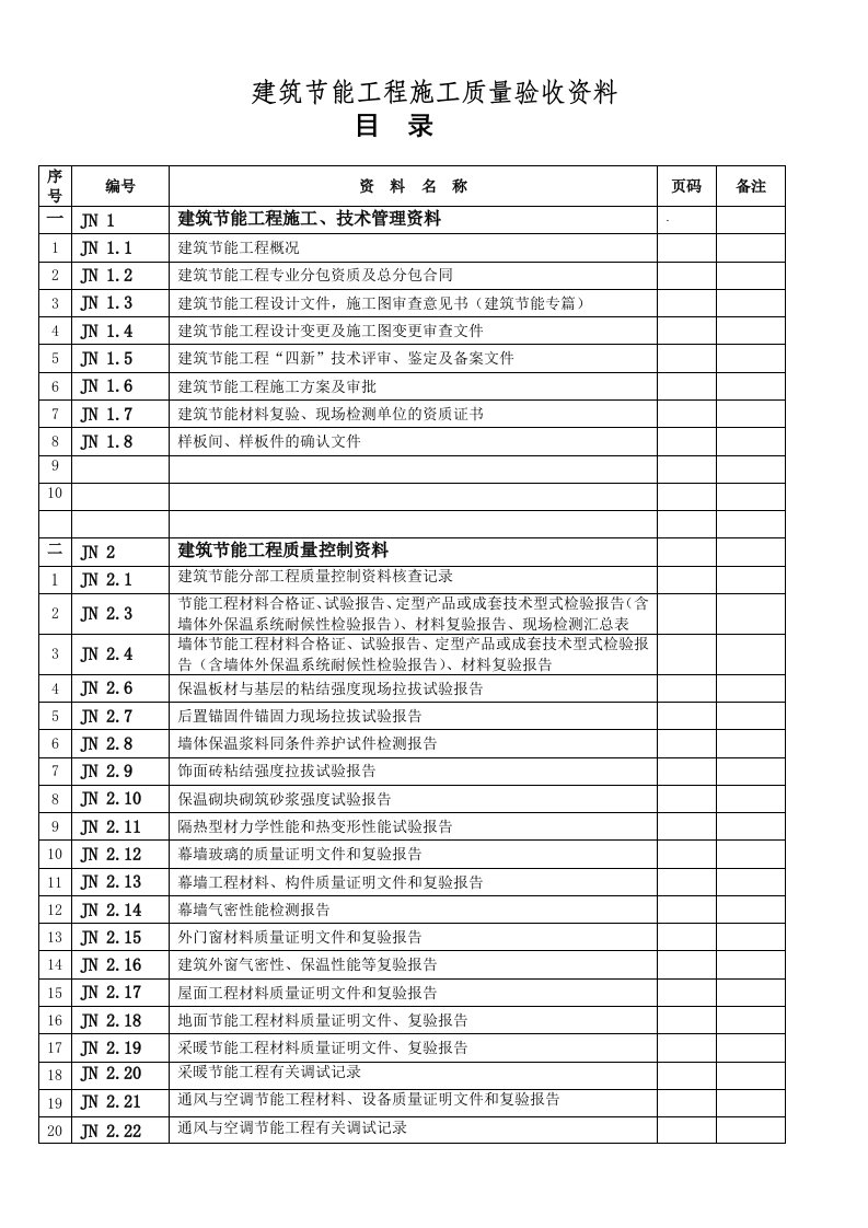 建筑工程-节能资料填写范本