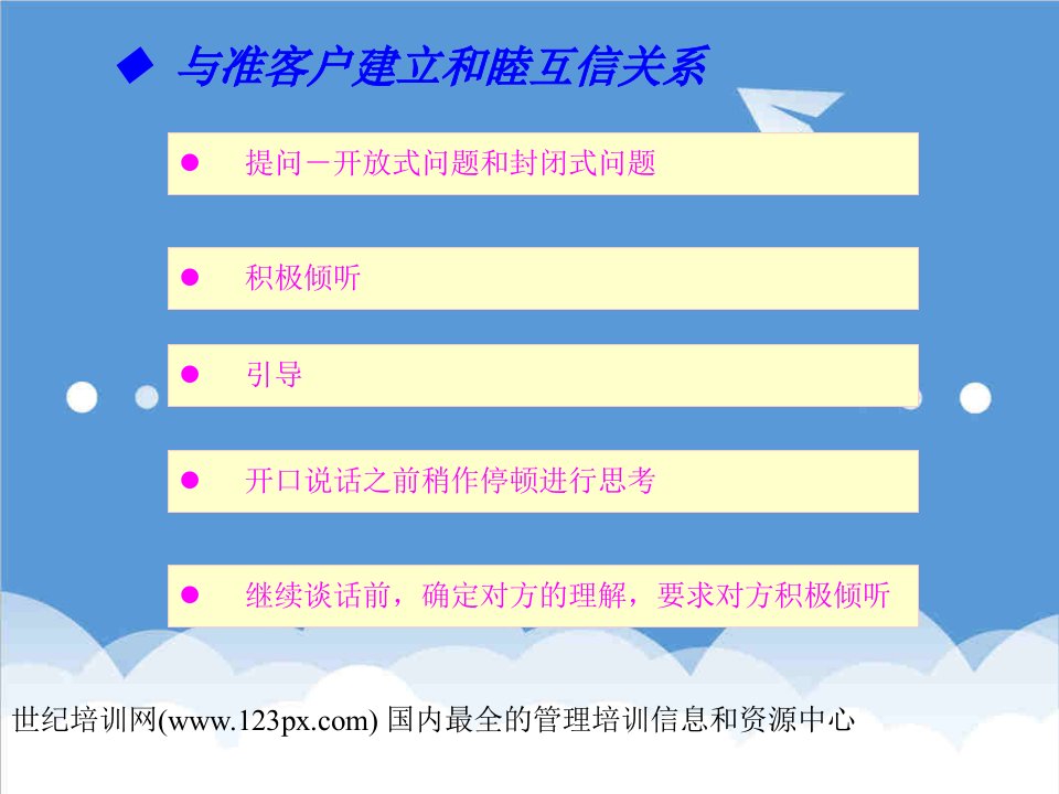 推荐-沟通技巧与准客户建立和睦互信关系