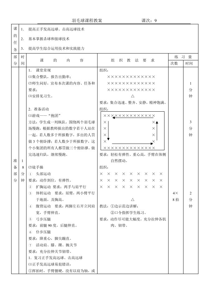 羽毛球课程教案9