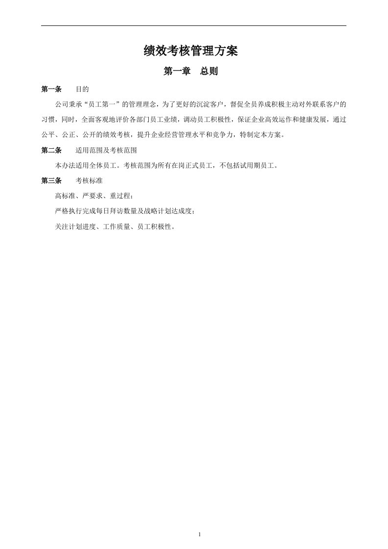 创业公司绩效考核方案