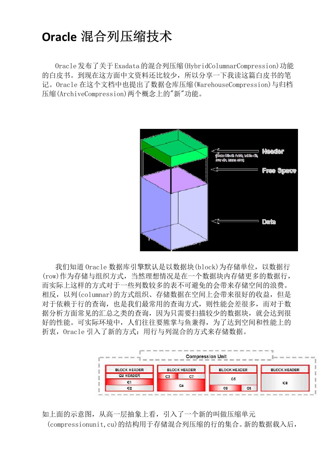 Oracle混合列压缩技术