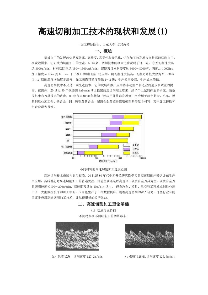 高速切削加工技术的现状和发展