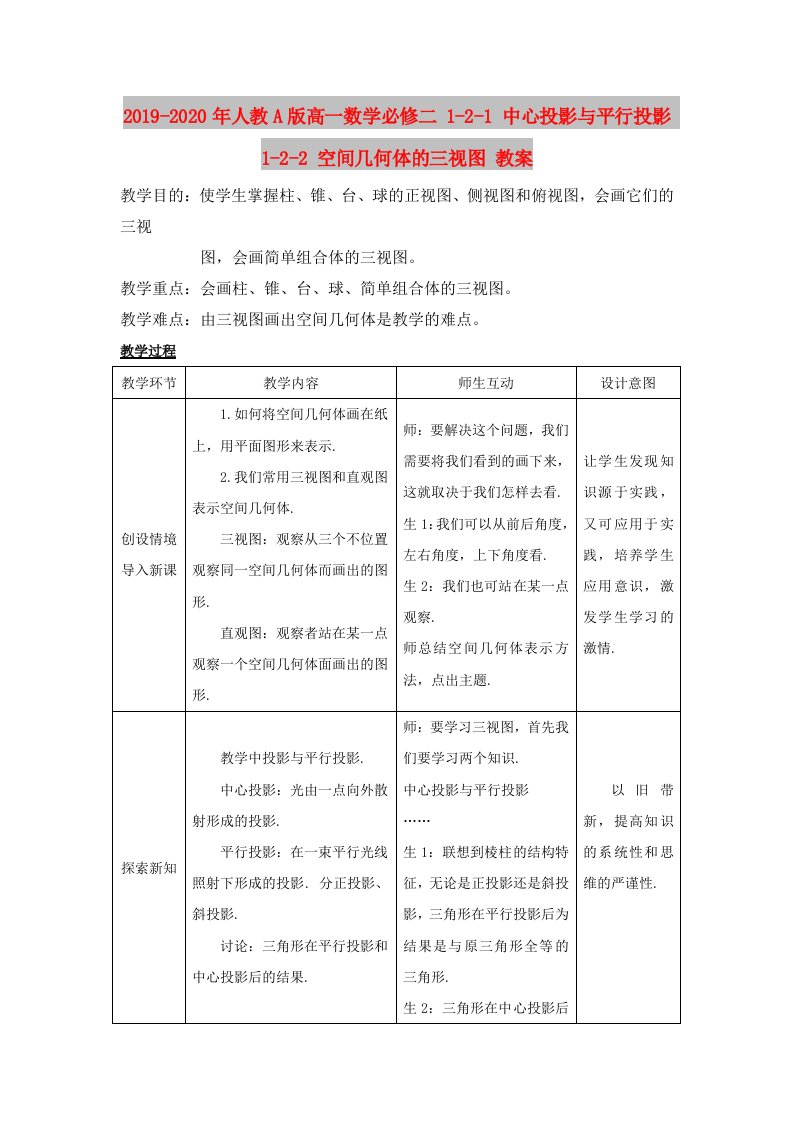 2019-2020年人教A版高一数学必修二