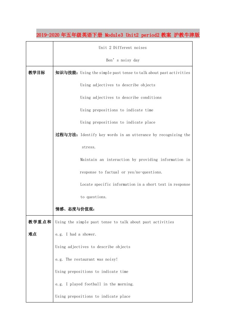 2019-2020年五年级英语下册