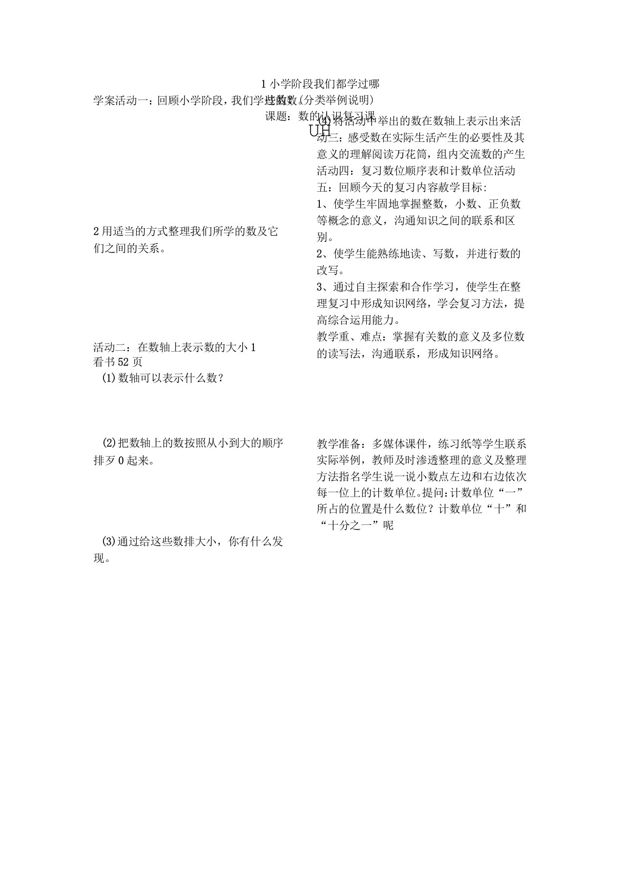 数与代数总复习导学案