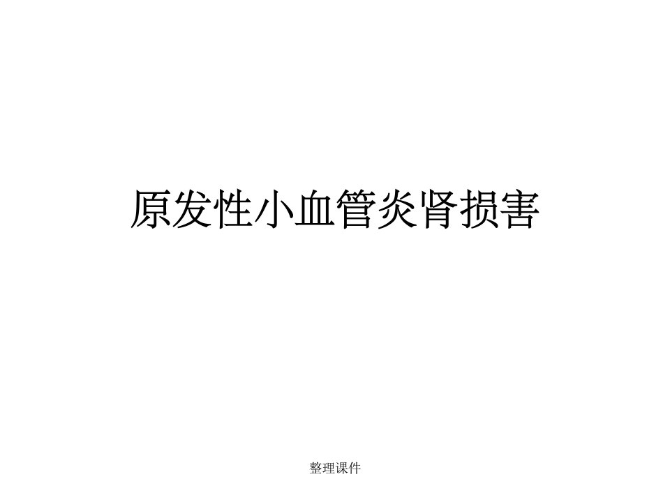 原发性小血管炎肾损害